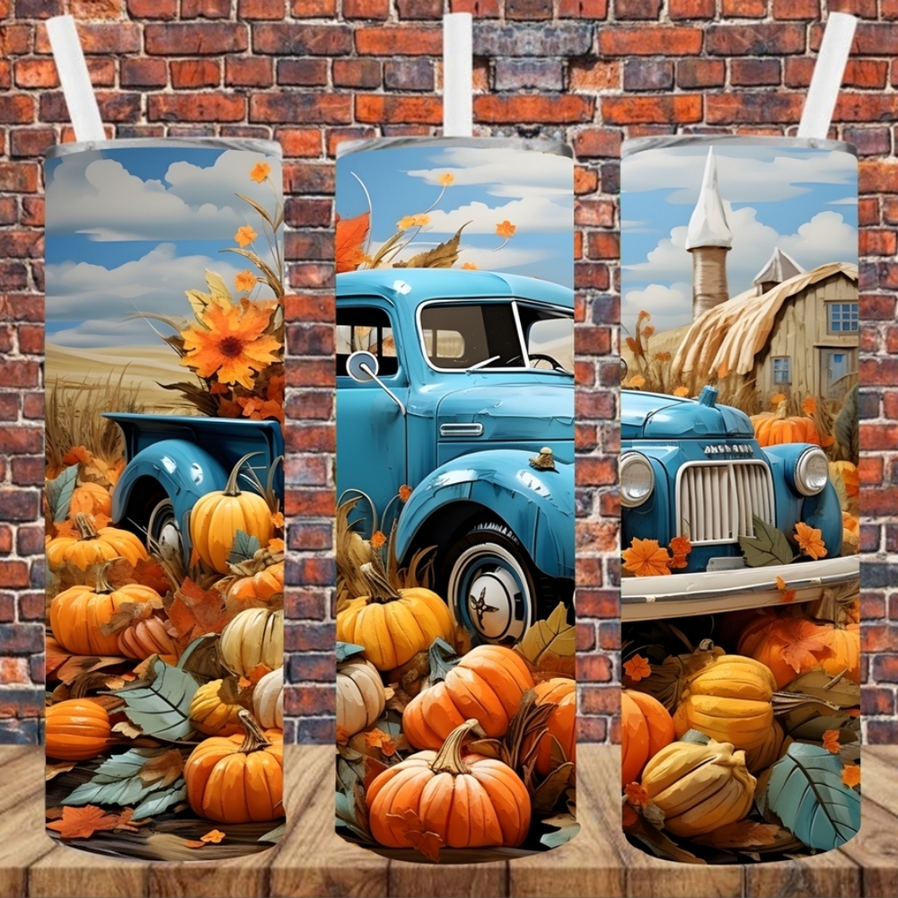 Sublimation Tumbler  Pumpkin Patch Vintage Truck